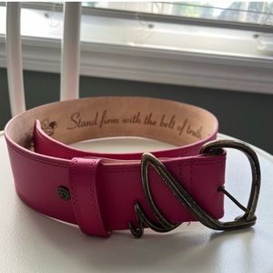 John Fleuvog Hot Pink Leather Belt, size 32